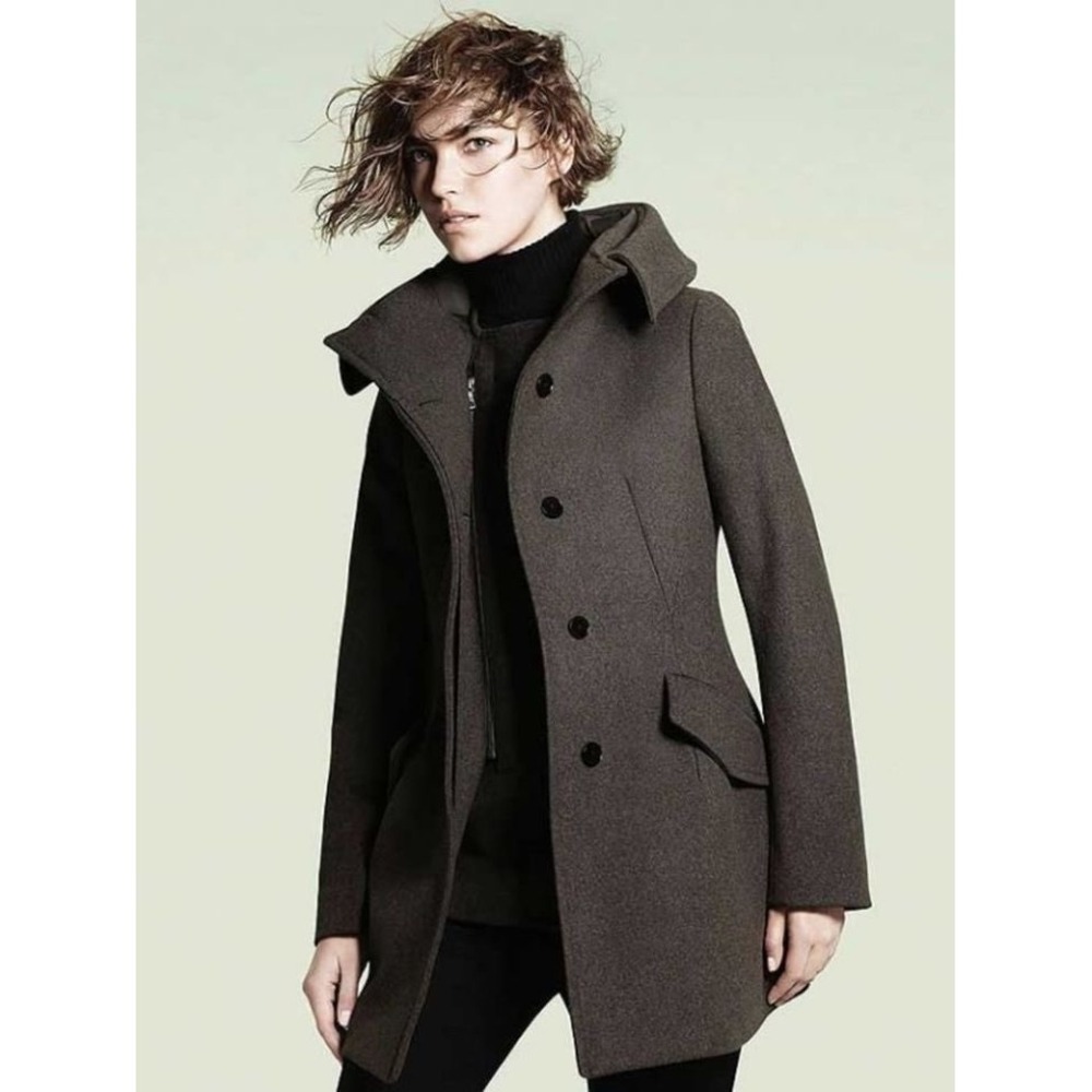Rare! Uniqlo +J Jil Sander Womens Wool Hooded Coat Olive Green XS